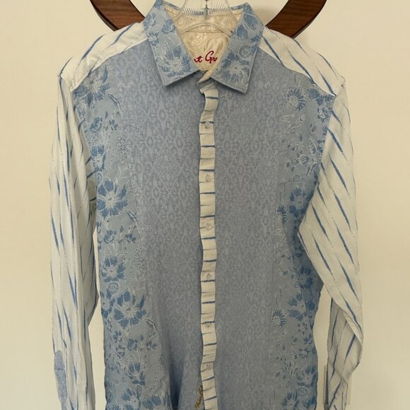 Robert Graham Limited Edition light blue patterned button down size L - Picture 2 of 9
